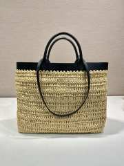 Prada Leather-trimmed Woven Tote Bag - 4