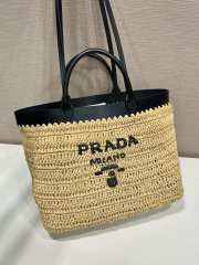 Prada Leather-trimmed Woven Tote Bag - 6