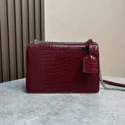 YSL Sunset Crocodile Red Bag with Silver Hardware 22cm - 5