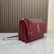 YSL Sunset Crocodile Red Bag with Silver Hardware 22cm - 4