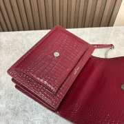 YSL Sunset Crocodile Red Bag with Silver Hardware 22cm - 3