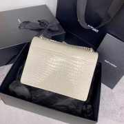 YSL Sunset Crocodile White Bag with Silver Hardware 22cm - 4