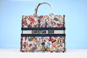 Dior Large Book Tote White Multicolor Toile de Jouy Fantastica Embroidery 42cm - 1