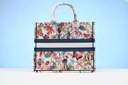 Dior Large Book Tote White Multicolor Toile de Jouy Fantastica Embroidery 42cm - 2