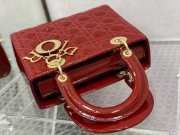 Dior Medium Lady Bag Cherry Red Patent Cannage Calfskin 24cm - 4