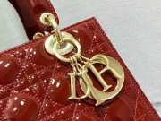 Dior Medium Lady Bag Cherry Red Patent Cannage Calfskin 24cm - 3