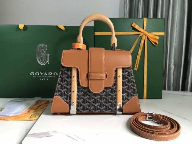 Goyard Saigon PM Handbag Black & Tan 28cm - 1