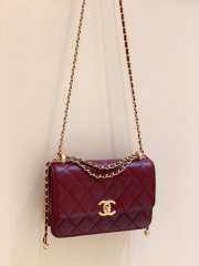 Chanel WOC Calfskin Burgundy Bag 19cm - 1