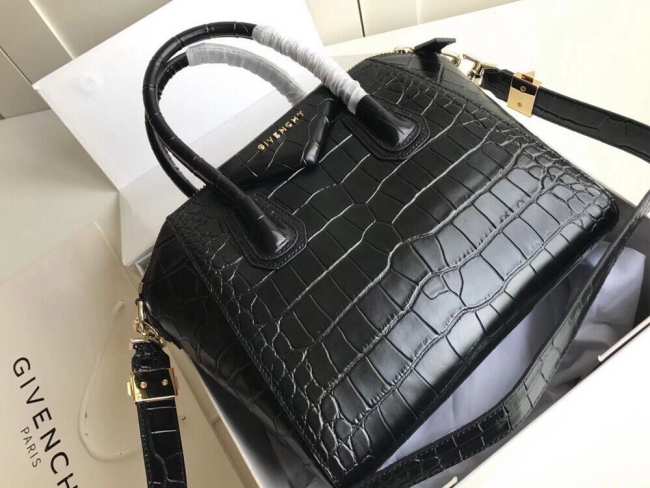 Givenchy Antigona Bag in Crocodile Effect Leather Black - 1