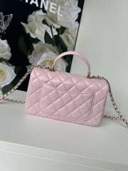 Chanel Flap Handle Bag Lambskin Pink with Gold Hardware 20cm - 5