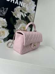 Chanel Flap Handle Bag Lambskin Pink with Gold Hardware 20cm - 4