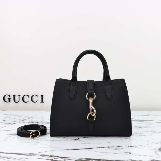 Gucci Small tote bag with hook closure Black Leather 24cm - 1