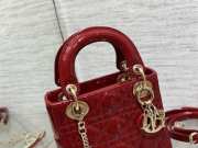 Dior Lady Bag Cherry Red Patent Cannage Calfskin 17cm - 6