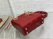 Dior Lady Bag Cherry Red Patent Cannage Calfskin 17cm - 4