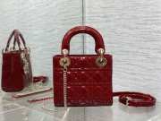 Dior Lady Bag Cherry Red Patent Cannage Calfskin 17cm - 2