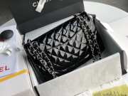 Chanel Classic Flap Quilted Patent Leather Silver-tone Black 25.5cm - 6