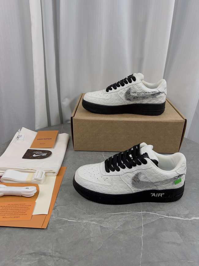 Louis Vuitton & Nike Air force 1 Low White Black Silver - 1