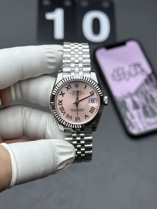 Rolex Day Date Silver Pink Watch - 1