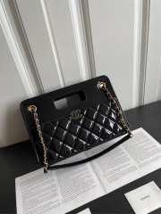 Chanel Flap Bag with Handle Patent Calfskin Gold Metal Black 26cm - 1