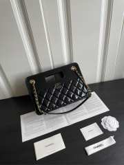 Chanel Flap Bag with Handle Patent Calfskin Gold Metal Black 26cm - 2