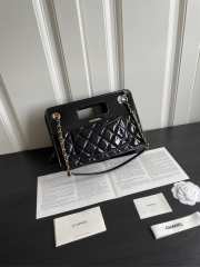 Chanel Flap Bag with Handle Patent Calfskin Gold Metal Black 26cm - 6