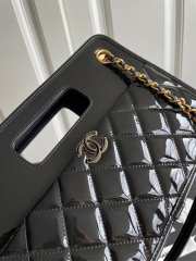 Chanel Flap Bag with Handle Patent Calfskin Gold Metal Black 26cm - 5