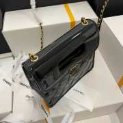 Chanel Flap Bag with Handle Patent Calfskin Gold Metal Black 19cm - 3