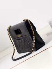 Chanel Flap Bag with Handle Calfskin Gold Metal Black 26cm - 5