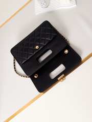 Chanel Flap Bag with Handle Calfskin Gold Metal Black 26cm - 4