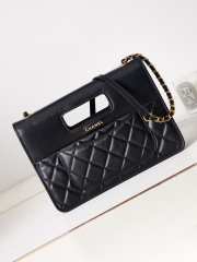 Chanel Flap Bag with Handle Calfskin Gold Metal Black 26cm - 3