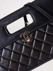 Chanel Flap Bag with Handle Calfskin Gold Metal Black 26cm - 2