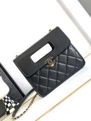 Chanel Flap Bag with Handle Calfskin Gold Metal Black 19cm - 1