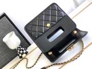 Chanel Flap Bag with Handle Calfskin Gold Metal Black 19cm - 5