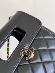 Chanel Flap Bag with Handle Calfskin Gold Metal Black 19cm - 3