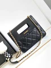 Chanel Flap Bag with Handle Calfskin Gold Metal Black 19cm - 2