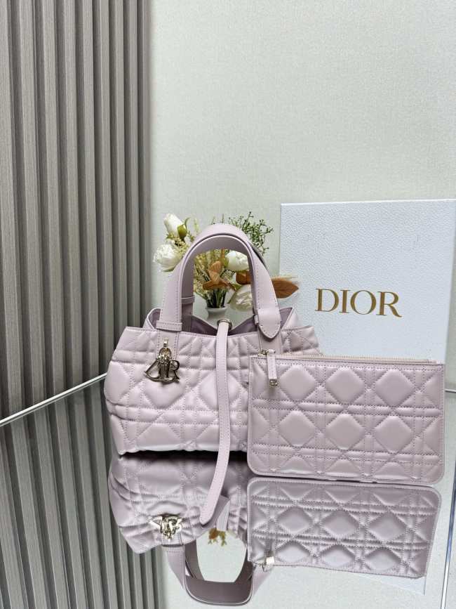 Dior Small Toujours Bag Pale Pink Macrocannage Calfskin 23cm - 1