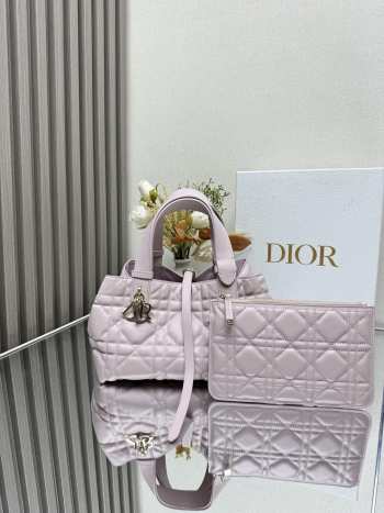 Dior Small Toujours Bag Pale Pink Macrocannage Calfskin 23cm