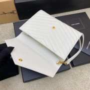 YSL Cassandre Matelassé Flap Pouch In Grain De Poudre Leather White 21cm - 6