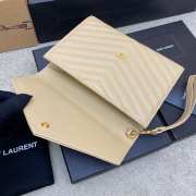 YSL Cassandre Matelassé Flap Pouch In Grain De Poudre Leather Beige 21cm - 5