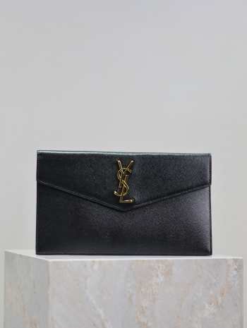 YSL Grain De Poudre Uptown Pouch Black 27cm