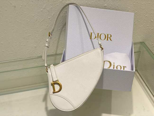 Dior Saddle Rodeo Pouch White Goatskin 20cm - 1