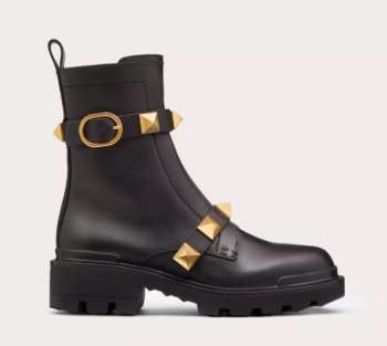 Valentino Garavani Roman Stud Calfskin Combat Boot 40mm