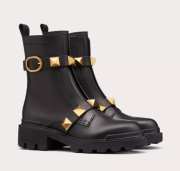 Valentino Garavani Roman Stud Calfskin Combat Boot 40mm - 5