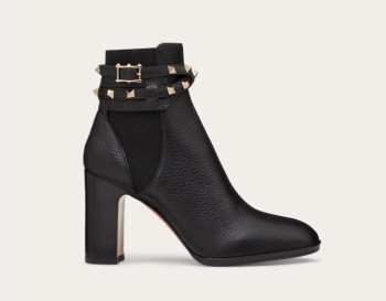 Valentino Garavani Rockstud Grainy Calfskin Ankle Boot 9cm