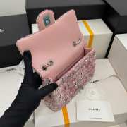 Chanel Small Flap Bag Sequins Pink & Silver 20cm - 5