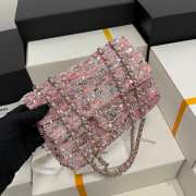 Chanel Small Flap Bag Sequins Pink & Silver 20cm - 4