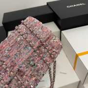 Chanel Small Flap Bag Sequins Pink & Silver 20cm - 2