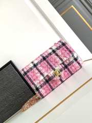 Chanel Mini Classic Handbag Pink Cotton & Wool Tweed A69900 20cm - 1