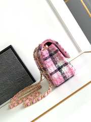 Chanel Mini Classic Handbag Pink Cotton & Wool Tweed A69900 20cm - 2