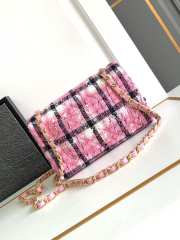 Chanel Mini Classic Handbag Pink Cotton & Wool Tweed A69900 20cm - 5